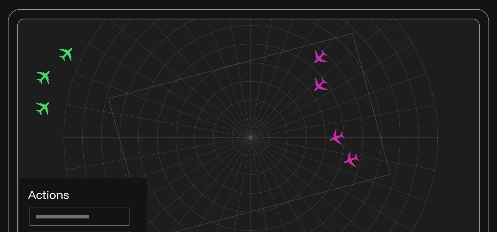 Two separate groups of planes flying in each others vicinity on radar map