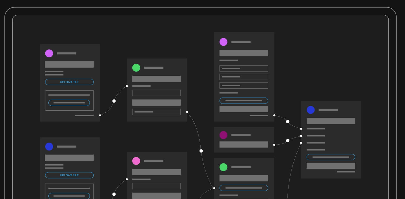 Lines connecting multiple boxes in platform UI workflow