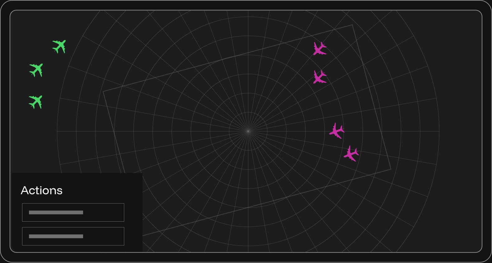 aircraft radar with colored plane icons