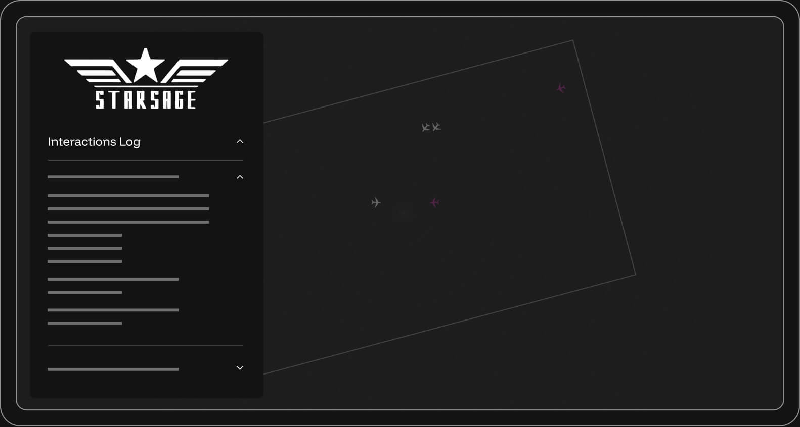 star stage log with aircraft radar graphic