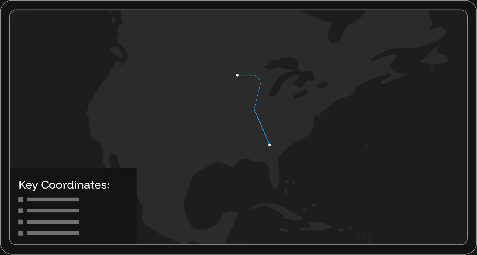 graphic of North America with key coordinates