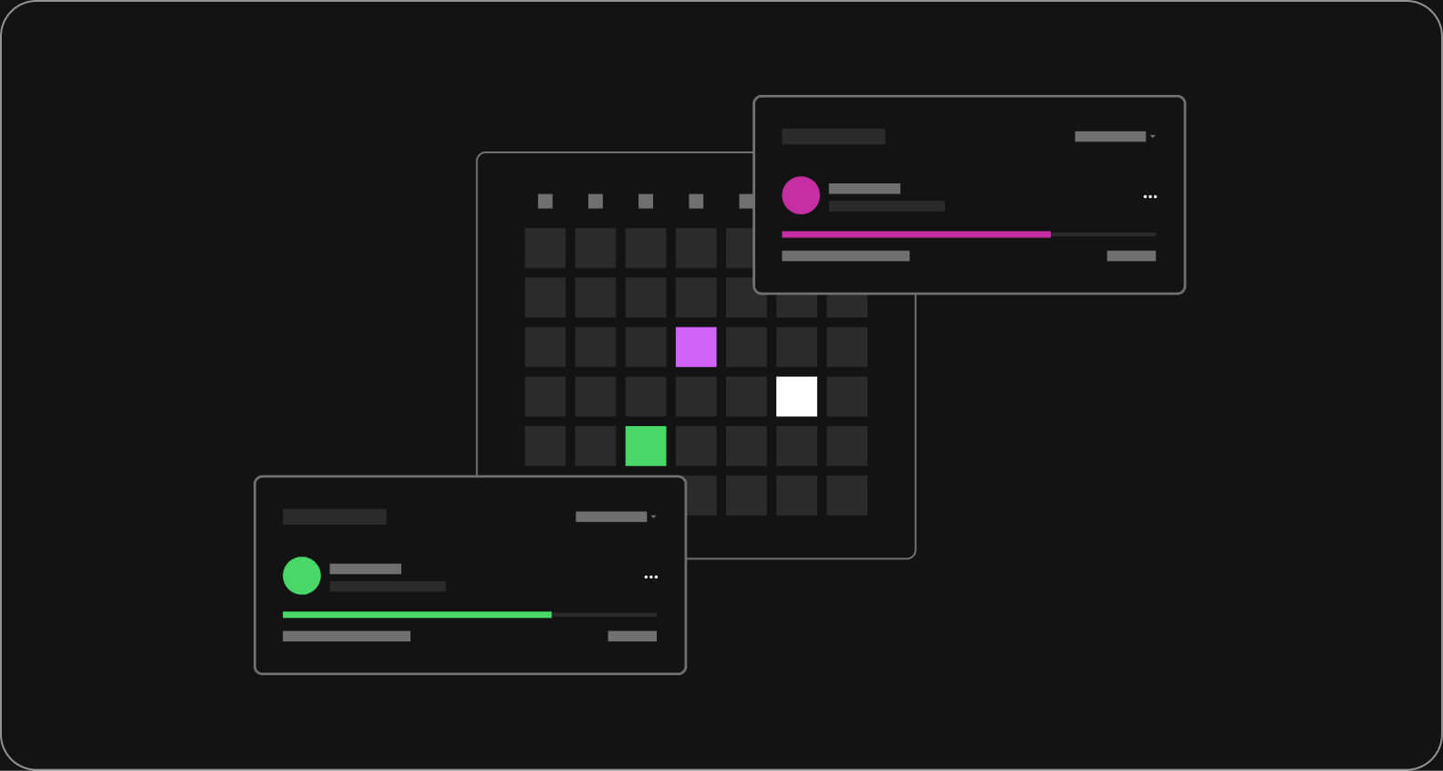 grid graphic with colorful cubs indicating information with pop up windows