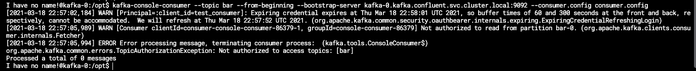 Kafka consumer for 'bar' topic