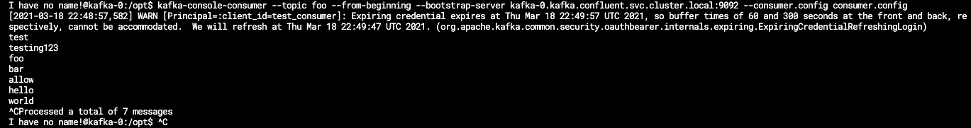 Kafka consumer for 'foo' topic