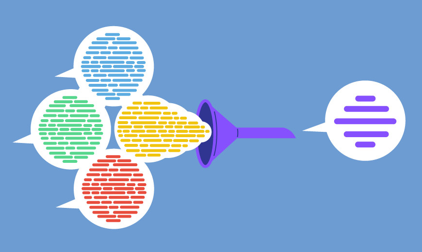 Graphic of plain language being distilled